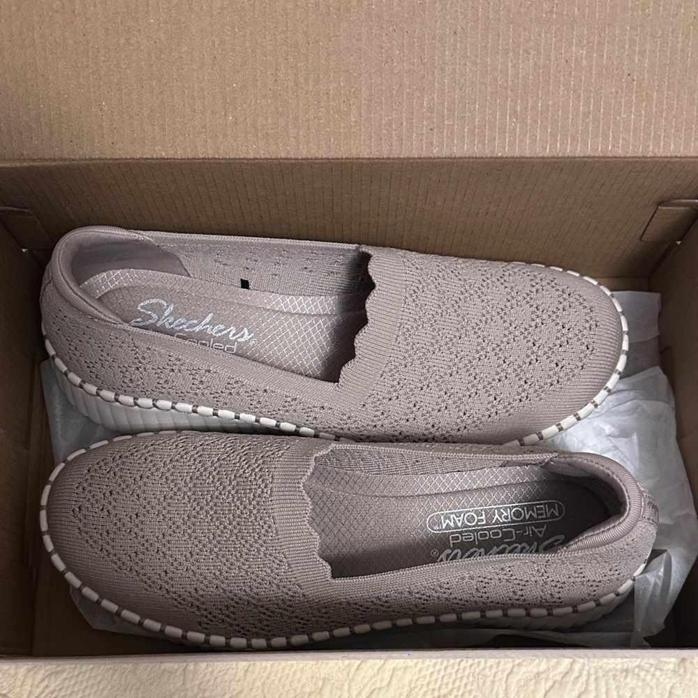 Skechers Women's Taupe Knit Slip-Ons